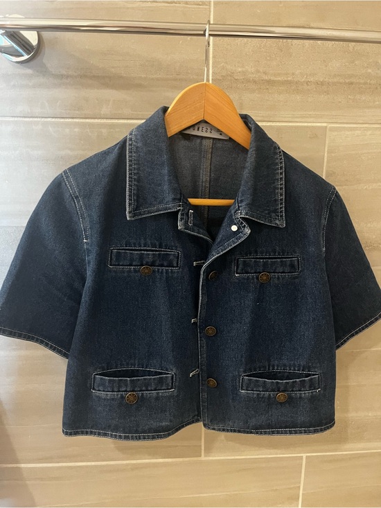 Lioness Jackets & Blazers - Lioness Dark Blue Cropped Denim Jacket